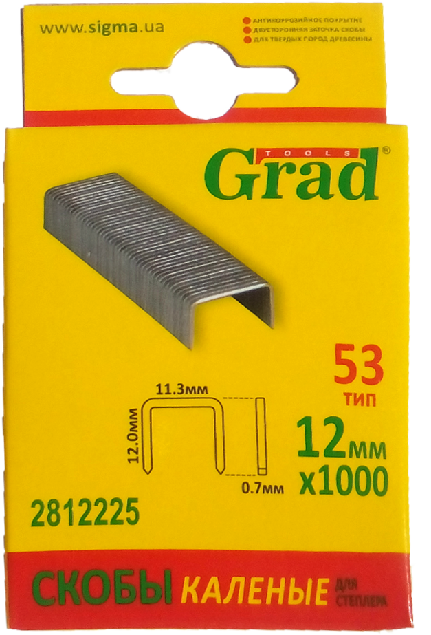 

Скоби 12 * 11,3мм калені (1000шт) "Grad"