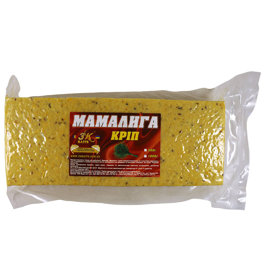 

Прикорм 3KBaits Мамалыга Укроп 1000г (3KB1004)