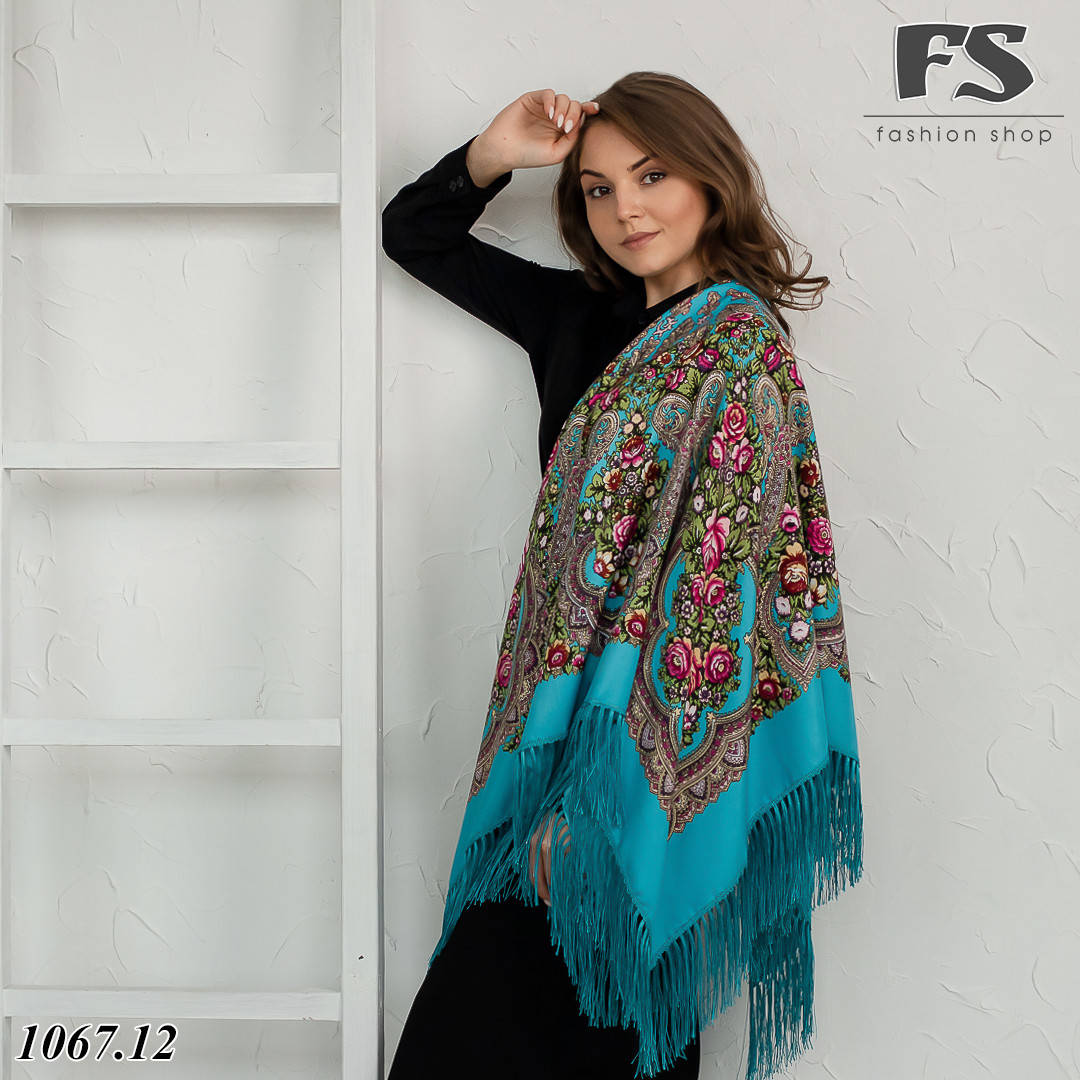 

Шикарна народна хустина Квітковий подих, Голубой