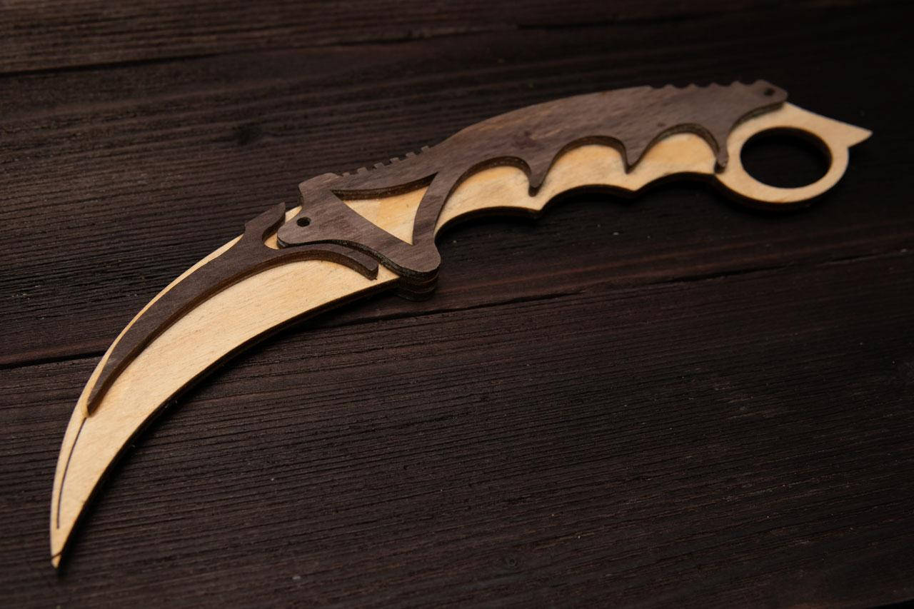 

Нож из фанеры игрушечный "Керамбит", Коричневый