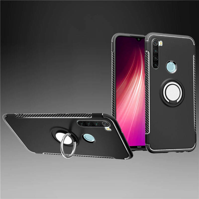 

Чехол с кольцом Verus для Xiaomi Redmi Note 8 под магнитный держатель, Черный