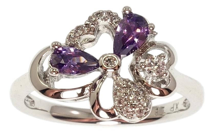 

Кольцо Xuping Родий "Романтичный цветок с сиреневыми кристаллами и цирконием" р.16.5,17,18,18.5,19.5