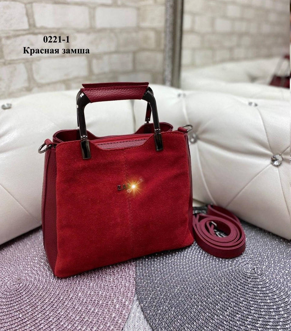 

Женская сумка замша экокожа зернистая (8 расцветок) красный