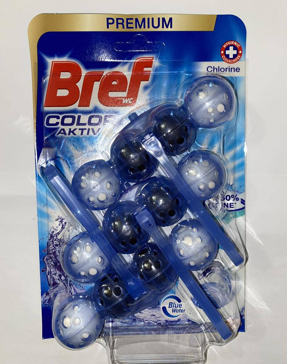 

Туалетний блок Bref Color Aktiv Blue Кольорова вода 3 шт.
