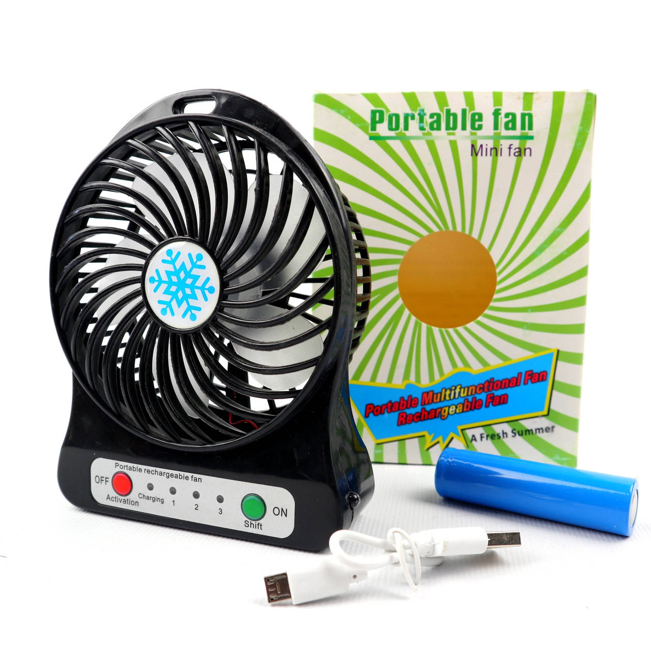 

Портативный мини вентилятор mini fan с аккумулятором Черный