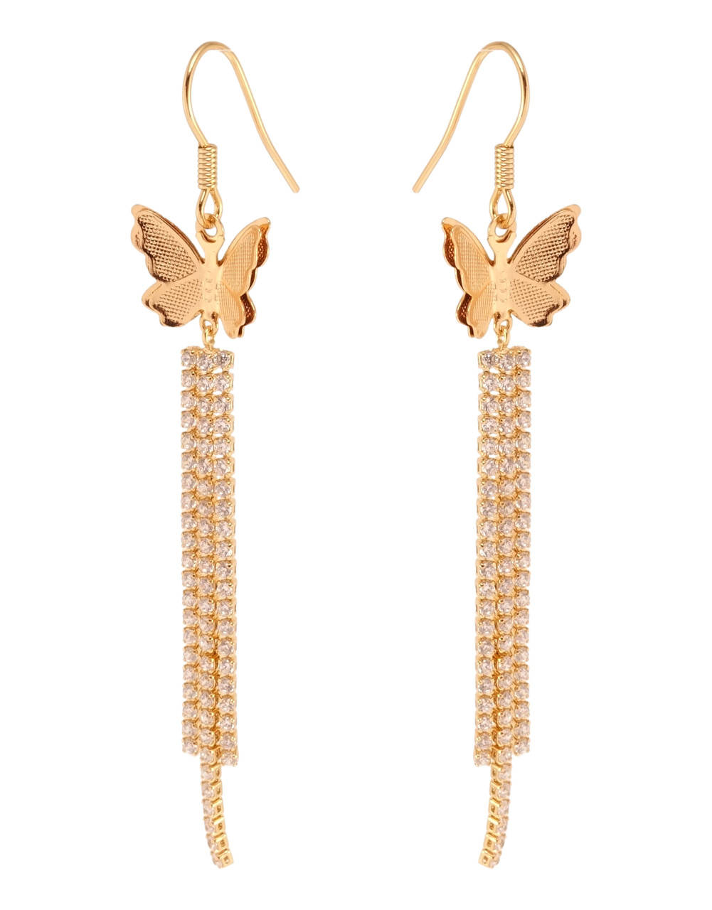 

Серьги Xuping QQMM Позолота 18K французский замок "Бабочки с кристальными цепочками"