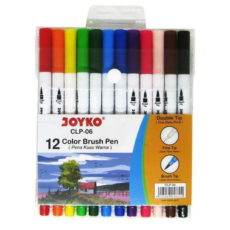 

Фломастеры-кисточки 12 шт. 2-сторонние Joyko CLP-06, Разные цвета