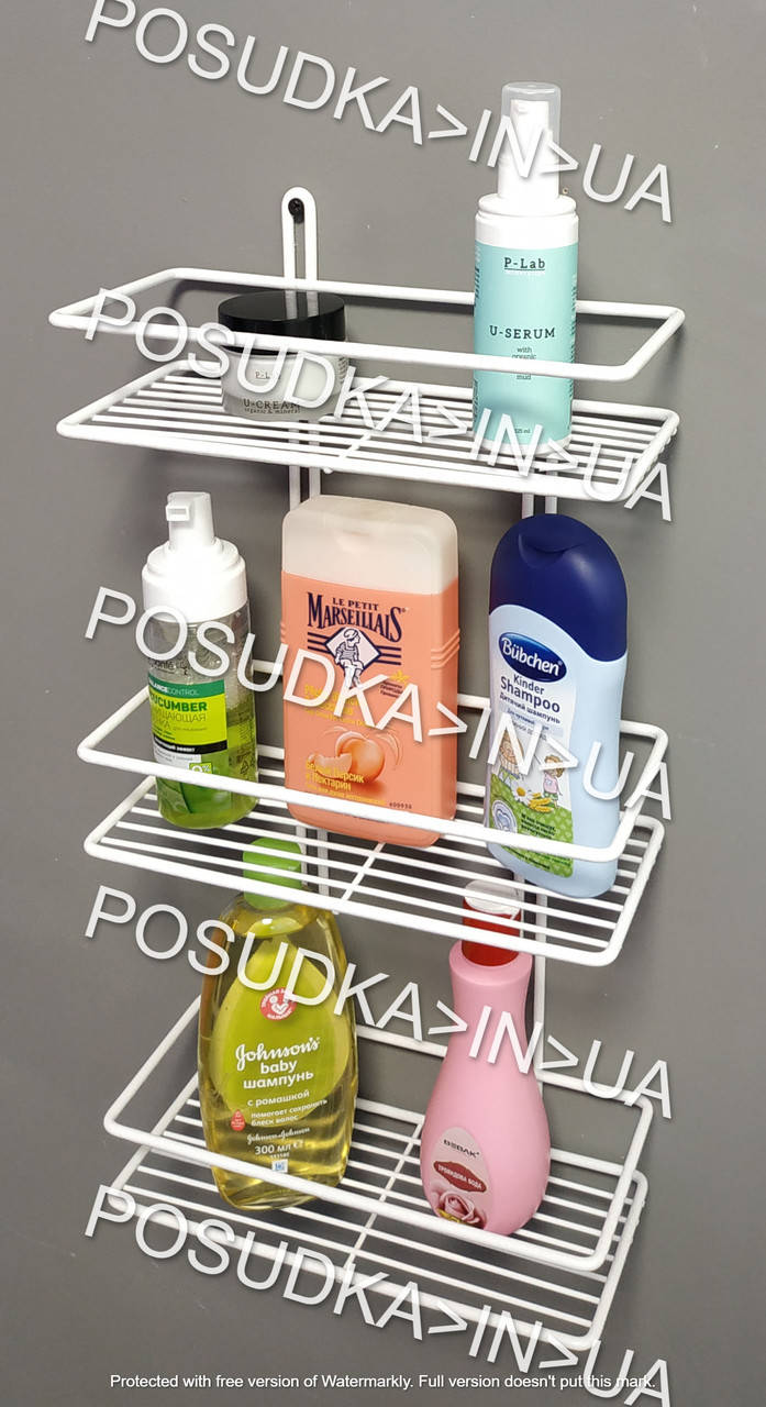 

Полка в ванную комнату металлическая 25 см трех ярусная белая