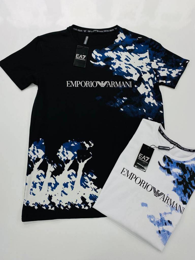 

Мужская стильная брендовая футболка Armani (черная/белая) Топовая футболка XXL