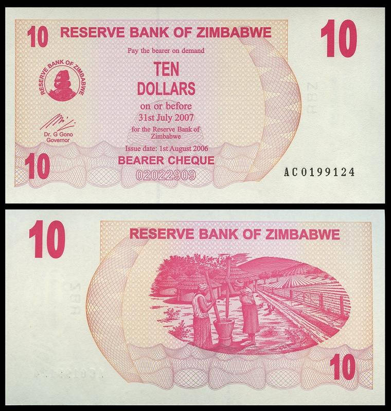 

Зимбабве/Zimbabwe 10 Dollars 2006 Pick 39 UNC