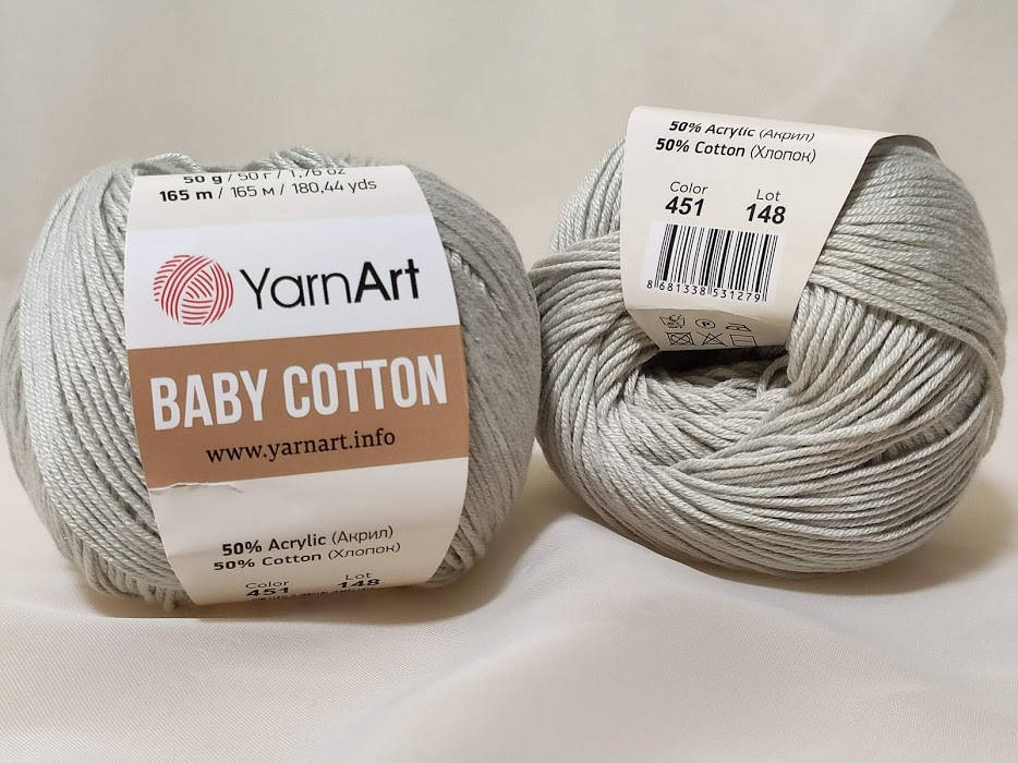 

YarnArt Baby Cotton 451 серый теплый, Светло-серый