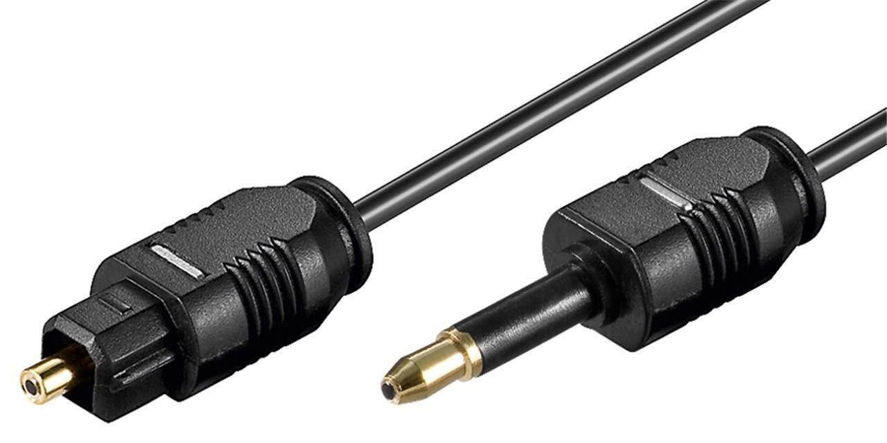 

Кабель аудіо оптичний Toslink-mini 1.0m Goobay D=2.2mm Gold Черный(75.05.1224)