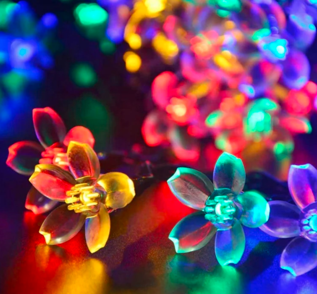 

Светодиодная гирлянда на солнечной батарее Цветы Multi 50led