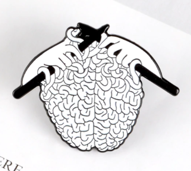 

Брошь брошка пин значок металл мозги мозг подарок психиатру вяжет мозг