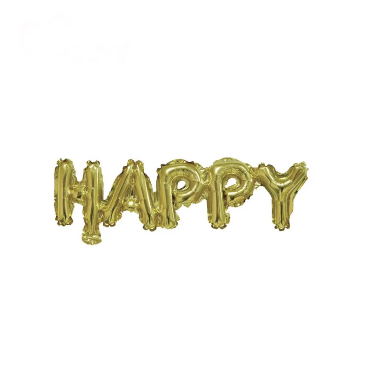 

Фольгированная гирлянда-надпись из шаров Happy золотая, Золото