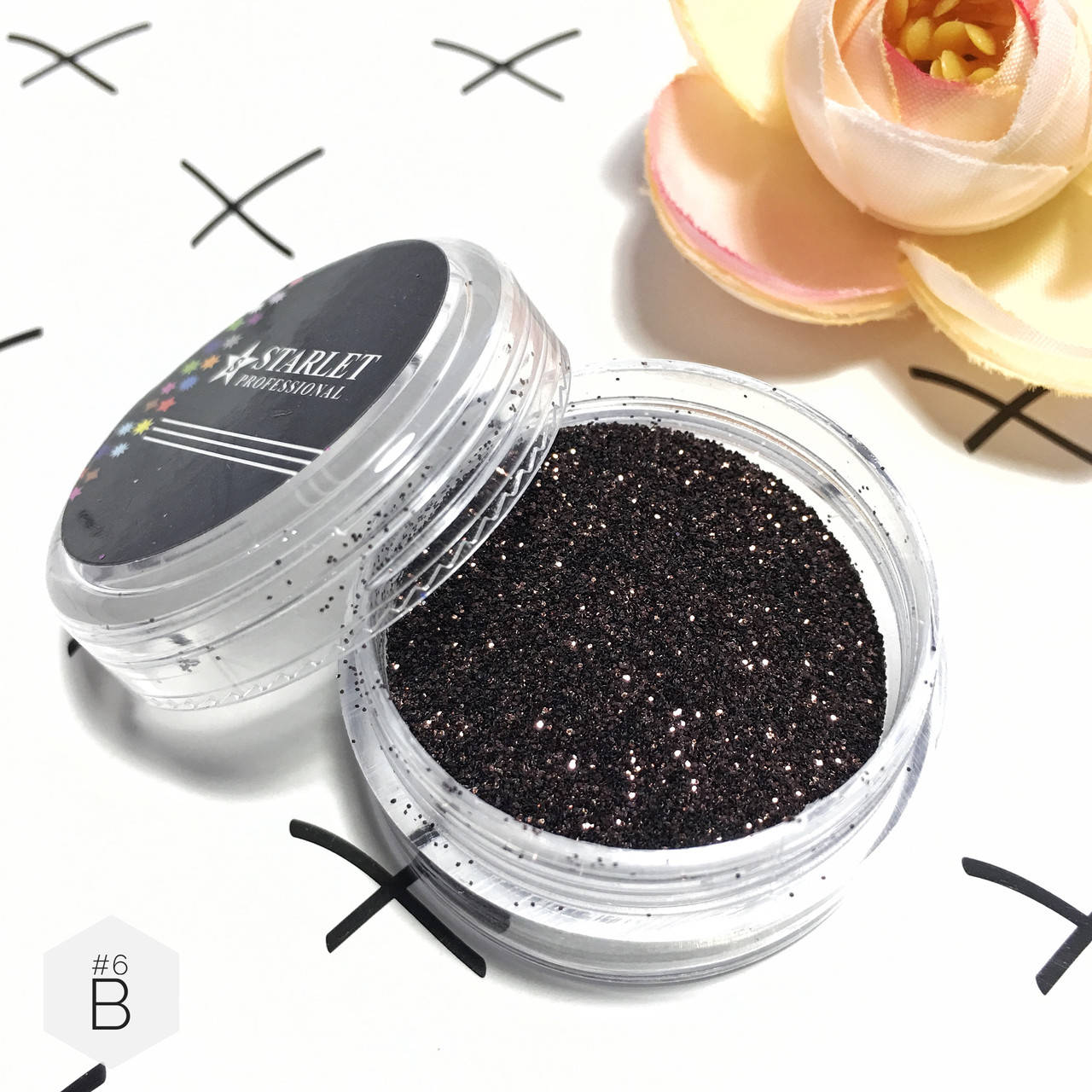 

Глиттер блестки для ногтей Starlet Professional (B) №06, Черный