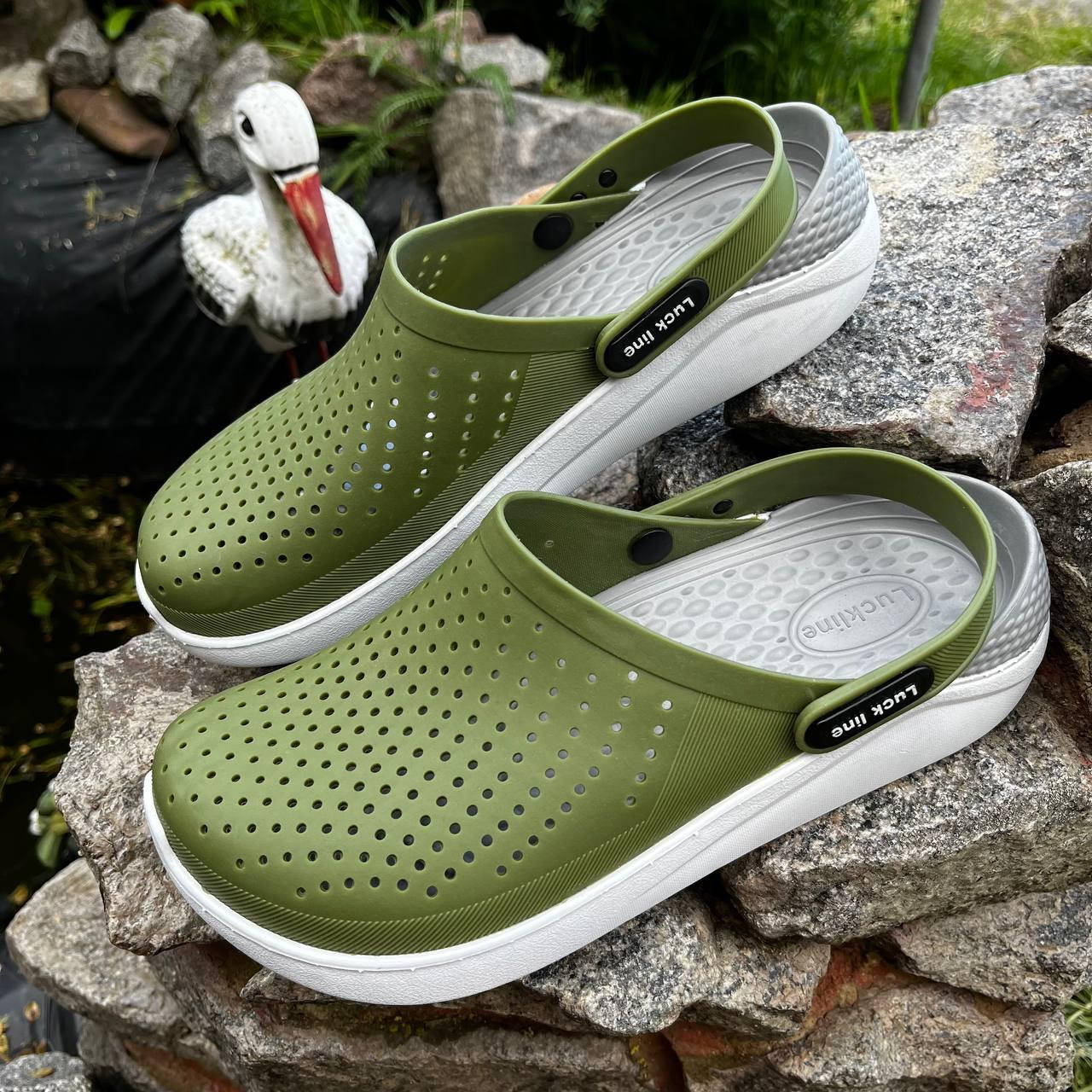

Кроксы Crocs сабо мужские хаки силиконовые 44