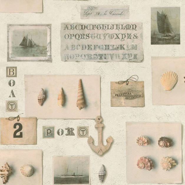 

Шпалери вінілові супермиючі на бумажній основі бежеві ракушки 53см*10м 306606, Бежевый