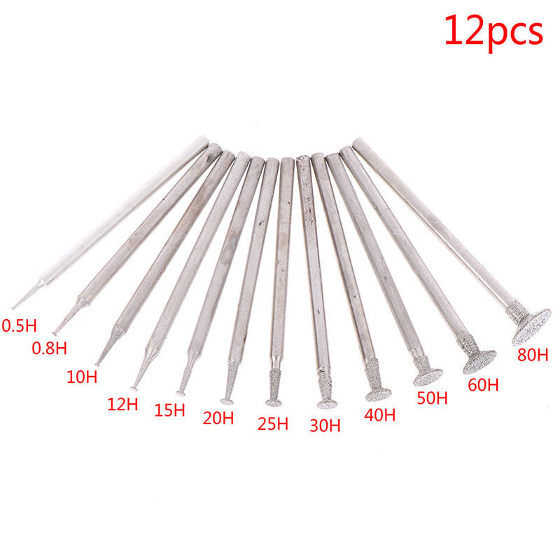 

Набор алмазных бор фрез 12 шт для гравера, бормашинки, Dremel (хвостовик 2.3 мм)