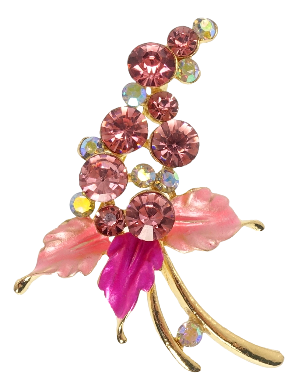 

Брошь "Букетик с малиновыми стразами"