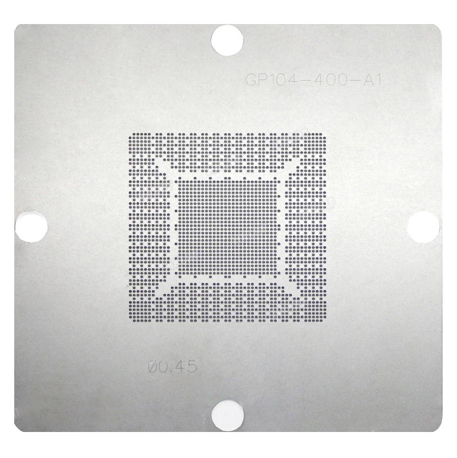 

Трафарет BGA прямого нагрева nVidia GP104-400-A1 (0.45 mm) 90 x 90