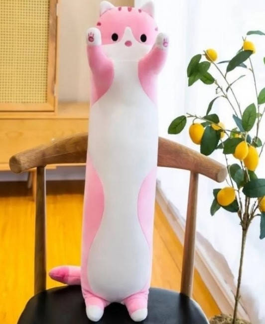 

Кот батон 70 см игрушка мягкая розовый