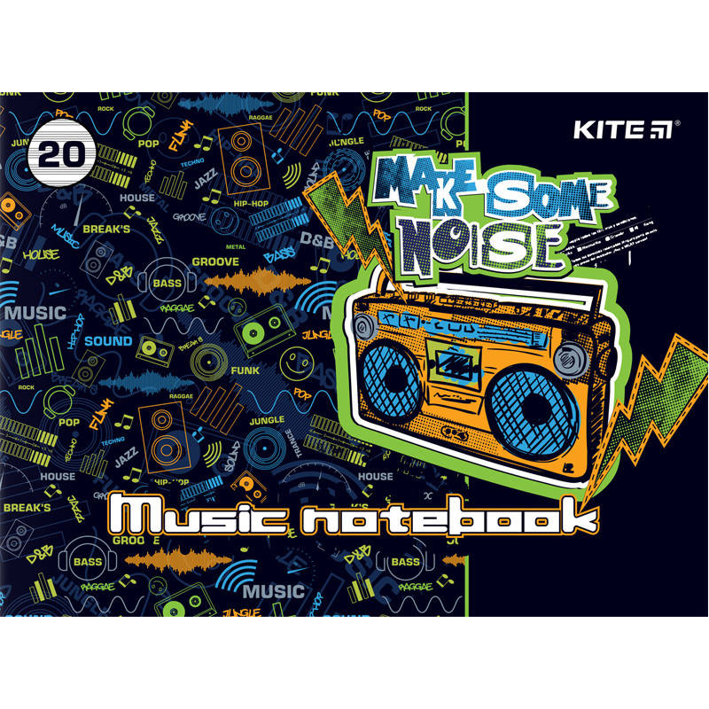 

Тетрадь для нот А5 20 листов Kite Make some noise K21-405, 48473