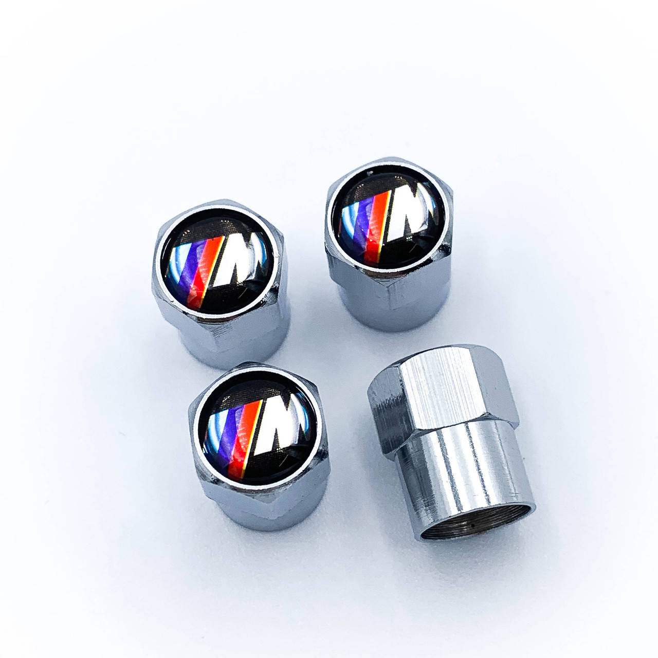 

Защитные колпачки на ниппеля BMW (БМВ) M-style 4 шт Большой Лого Хром