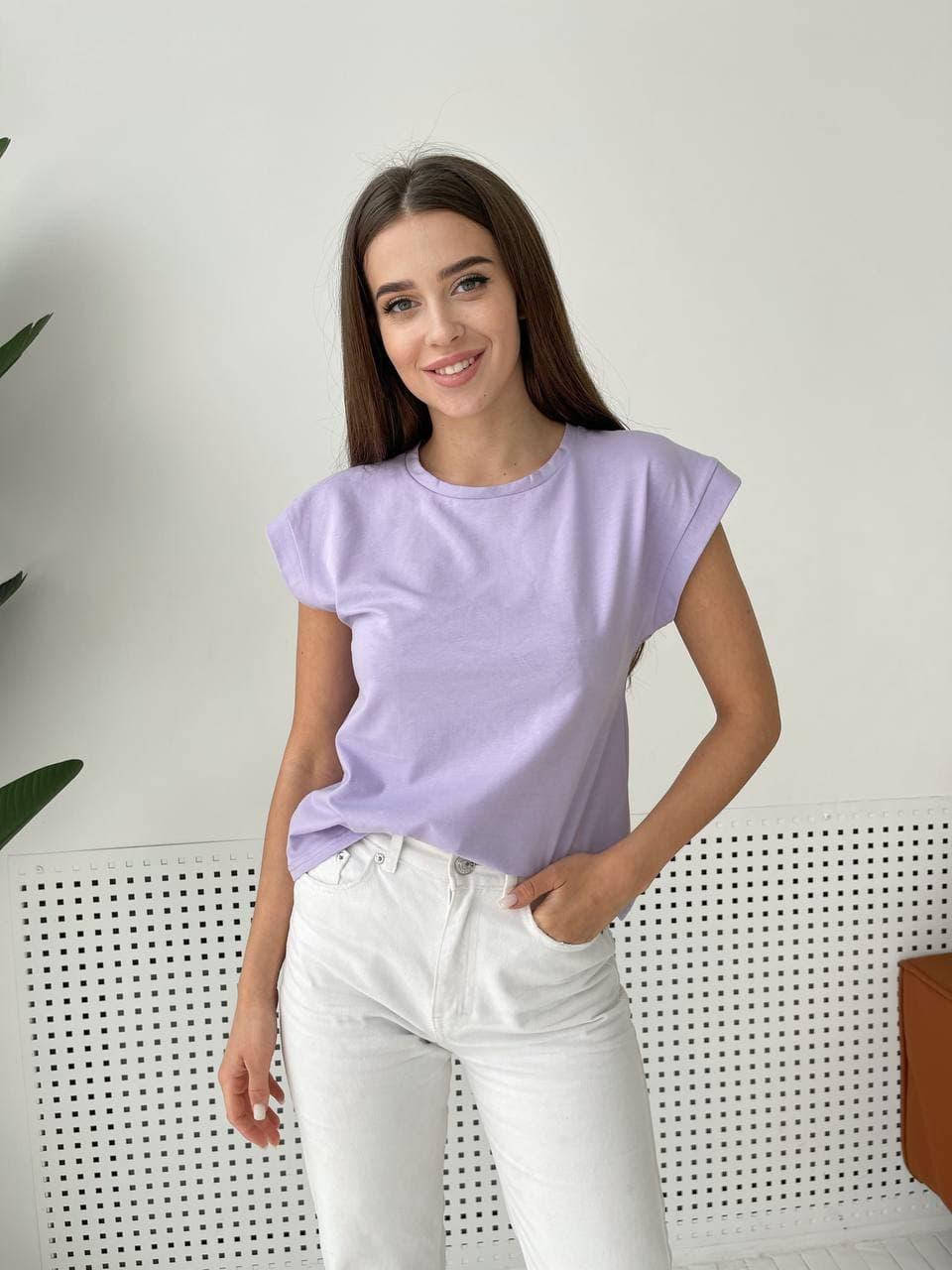 

Женская футболка лавандовая трикотажная S, Лавандовый