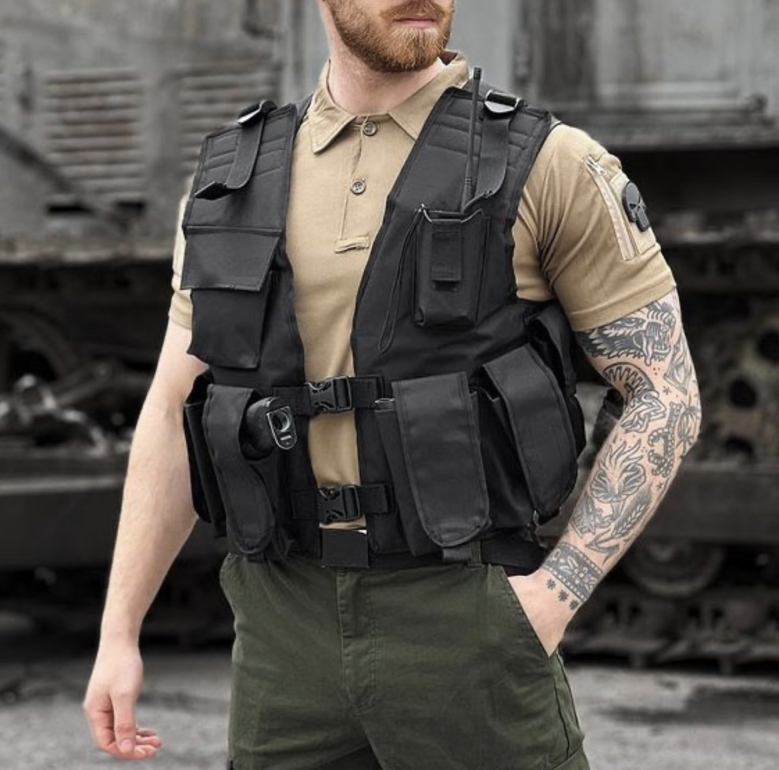 

Разгрузочный тактический жилет черный, тактическая военная разгрузка РПС на 10 карманов