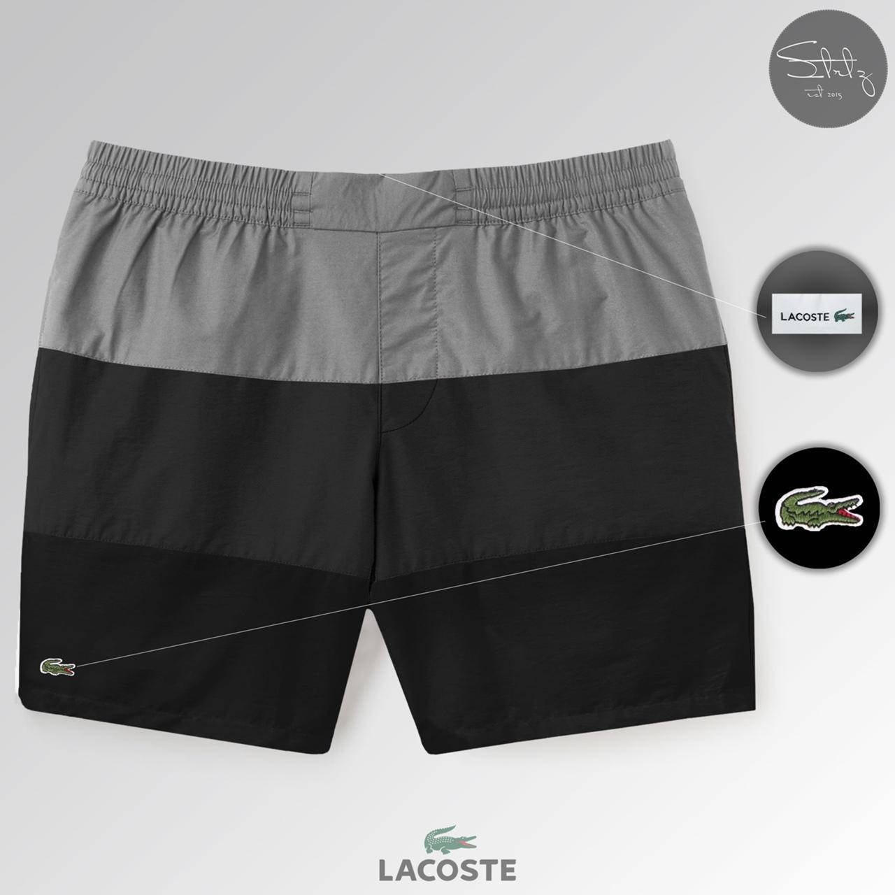 

Трёхцветные пляжные шорты Lacoste (серо-черные), Черный