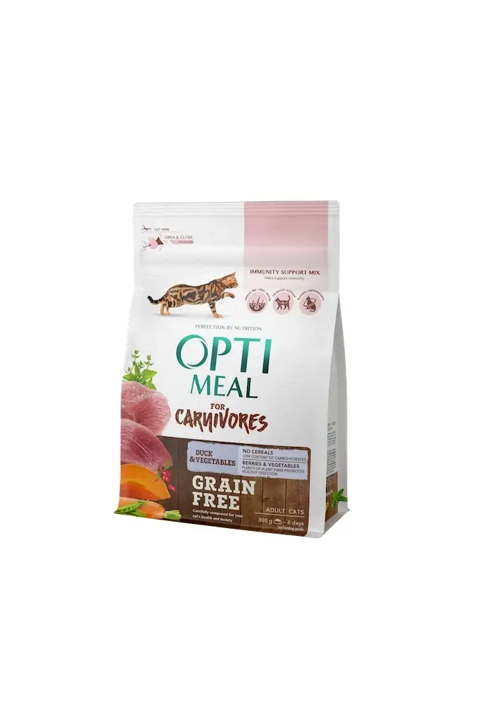 

Сухой корм Optimeal Adult Cat Grain Free Duck & Vegetables Беззерновой сухой корм для взрослых кошек - утка и