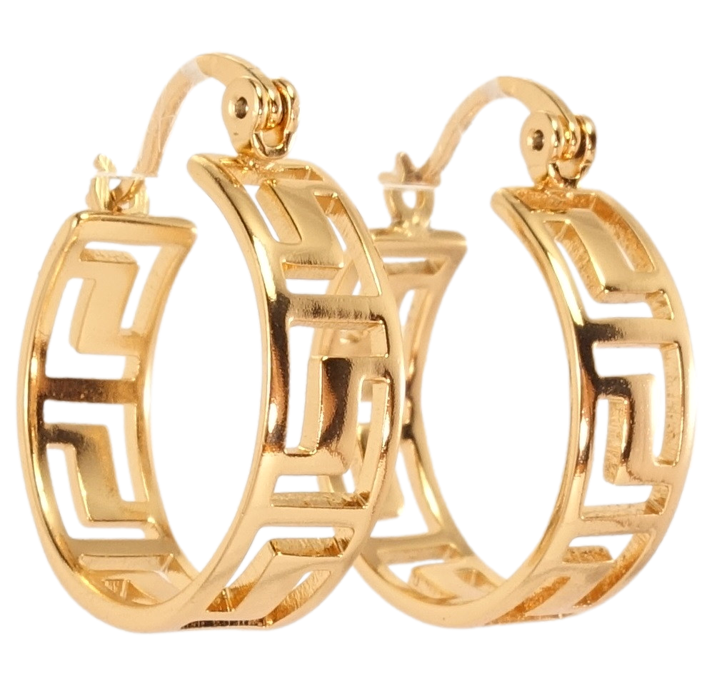

Серьги Xuping Позолота 18K замок-булавка "Широкие кольца с резным узором"