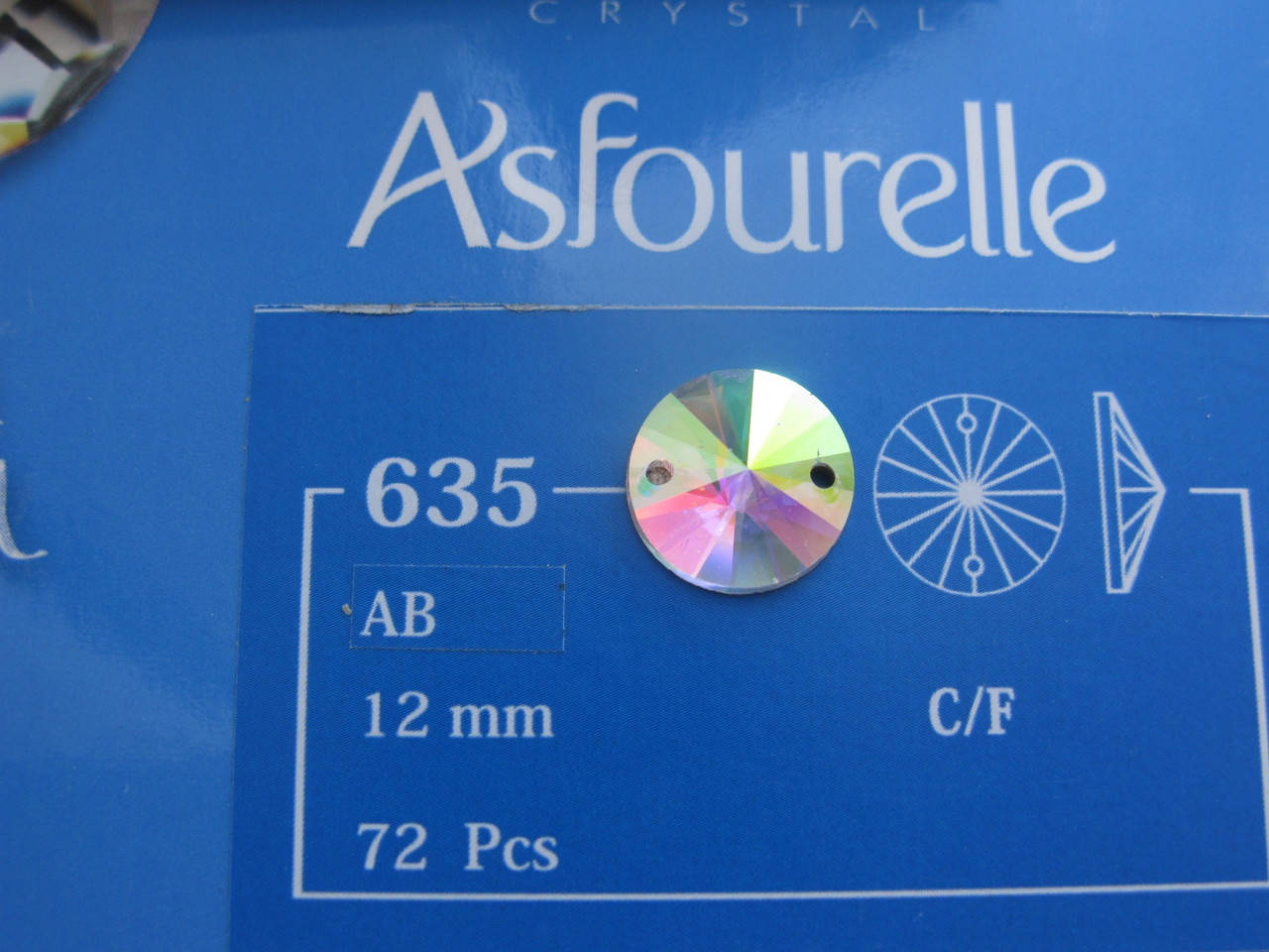 

Стразы пришивные Asfour Круги 12мм. Crystal AB