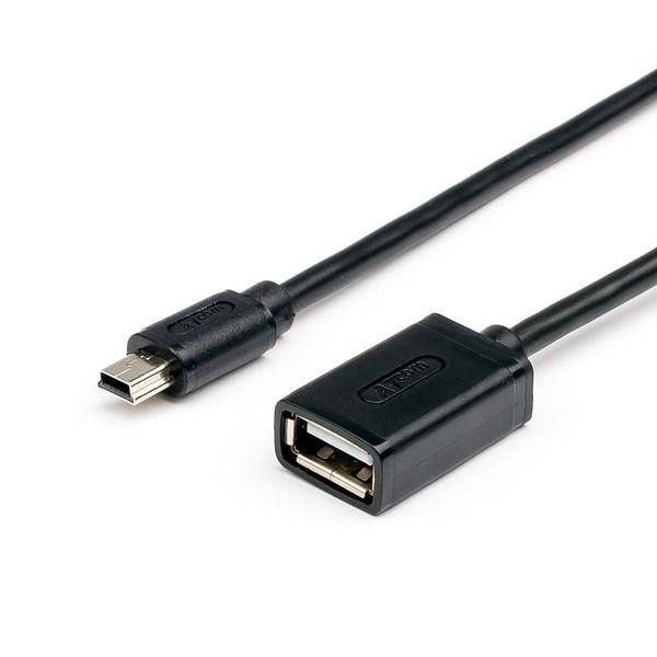 

Кабель USB 2.0 - 0.8m AF/mini-B 5P OTG Atcom, черный (12821)