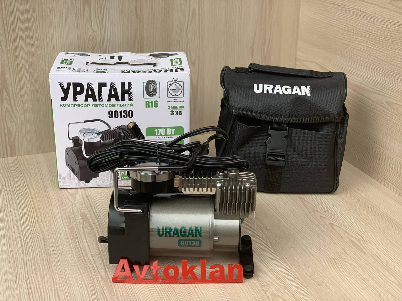 

Автомобильный компрессор URAGAN 90130 37л/мин 7атм R13-R16 насос Ураган автомобільний компресор для подкачки