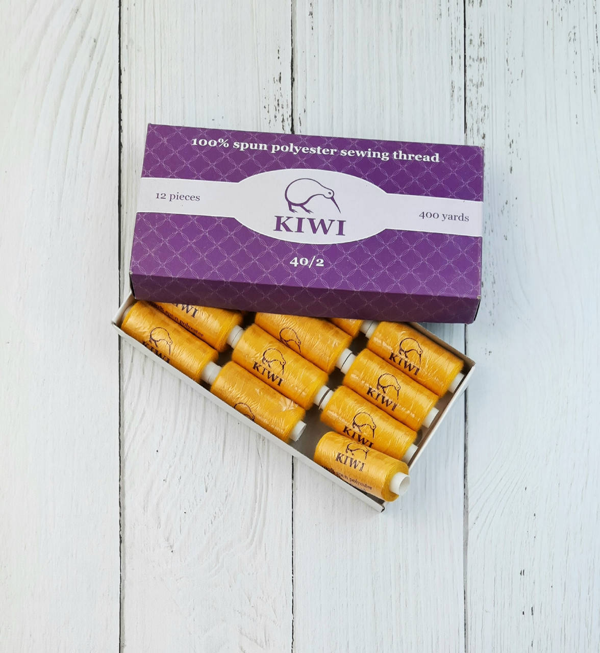 

142 Швейные нитки Kiwi 40/2 (400 ярдов) ГОРЧИЦА