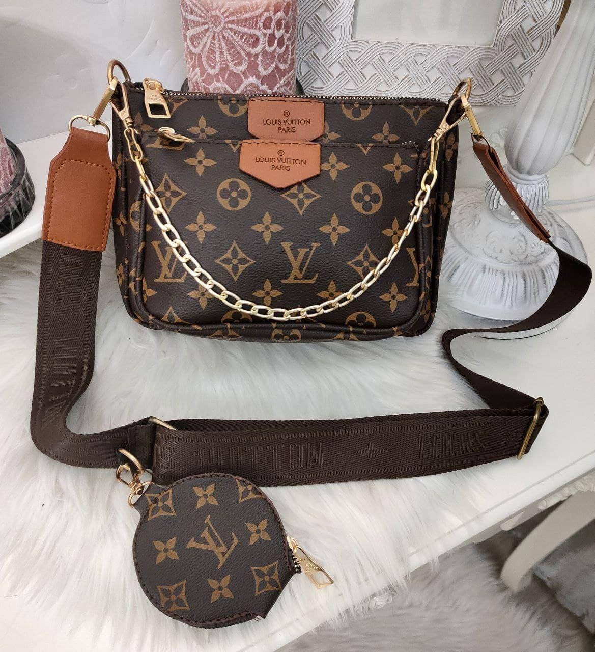 

Сумка женская от Луи витон коричневая Louis Vuitton 3 в 1, Коричневый