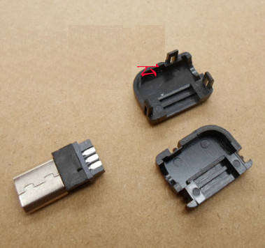 

3019 Штекер micro USB разборный на кабель папа угловой черный 8мм