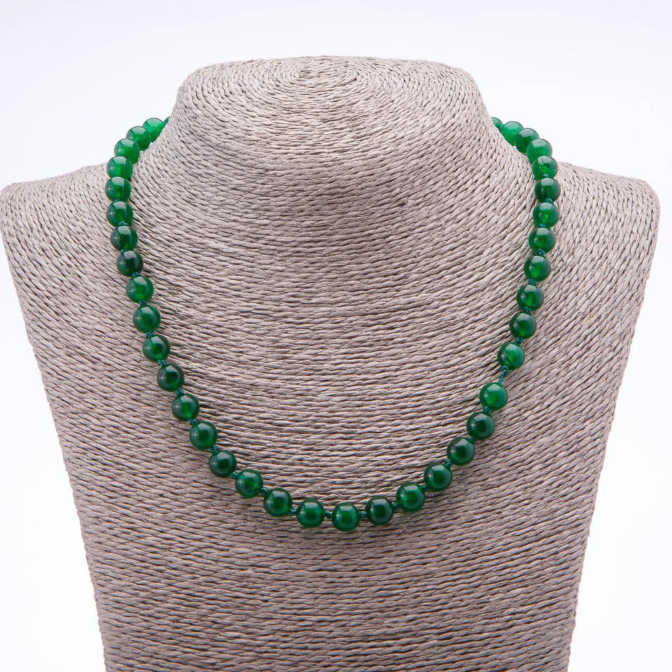 

Бусы из натурального камня Хризопраз глад. шарик L-45см d-8мм