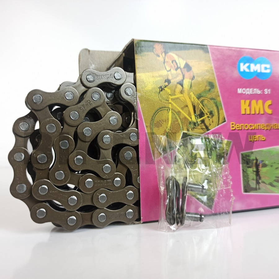 

Односкоростная цепь для велосипеда KMC S-1 с замком 1/2x1/8 (Z-410) S1 s 1