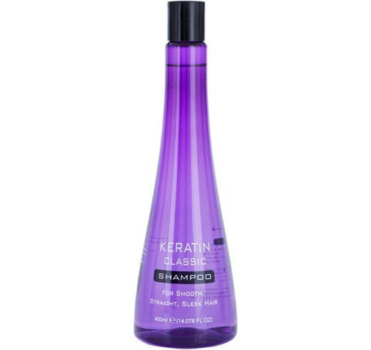

Keratin Classic Smooth шампунь для неслухняного та кучерявого волосся 400 мл, фиолетовый Шампунь, кератин, лпс