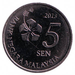 

Монета 5 сен. 2013 год, Малайзия. (БС)