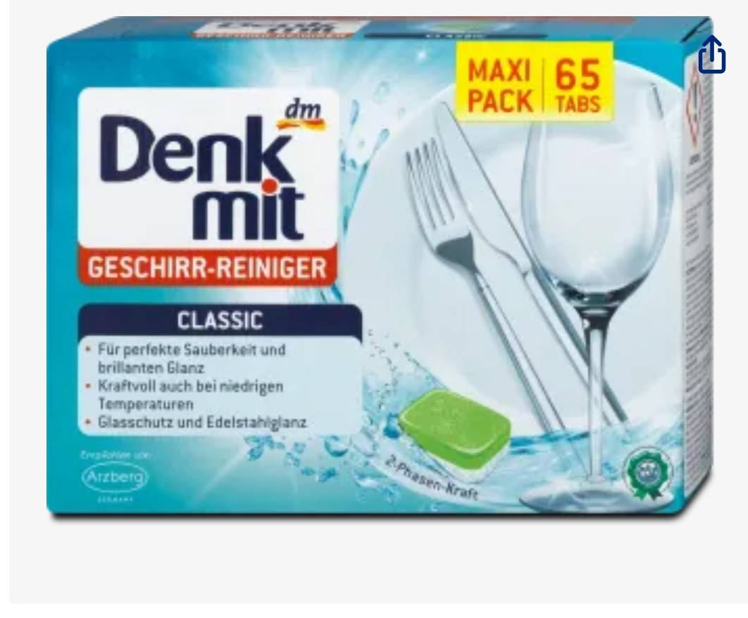

Denkmit Spülmaschinen-Tabs Classic Таблетки для посудомоечных машин классик 65 шт