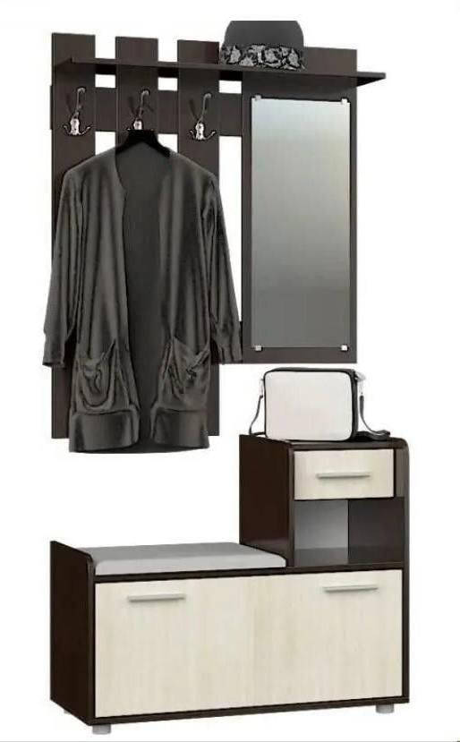 

Маленькая прихожая в коридор с обувной тумбой (правая) Эверест Тандем венге/дуб молочный (EVR-2456), Венге/молочный