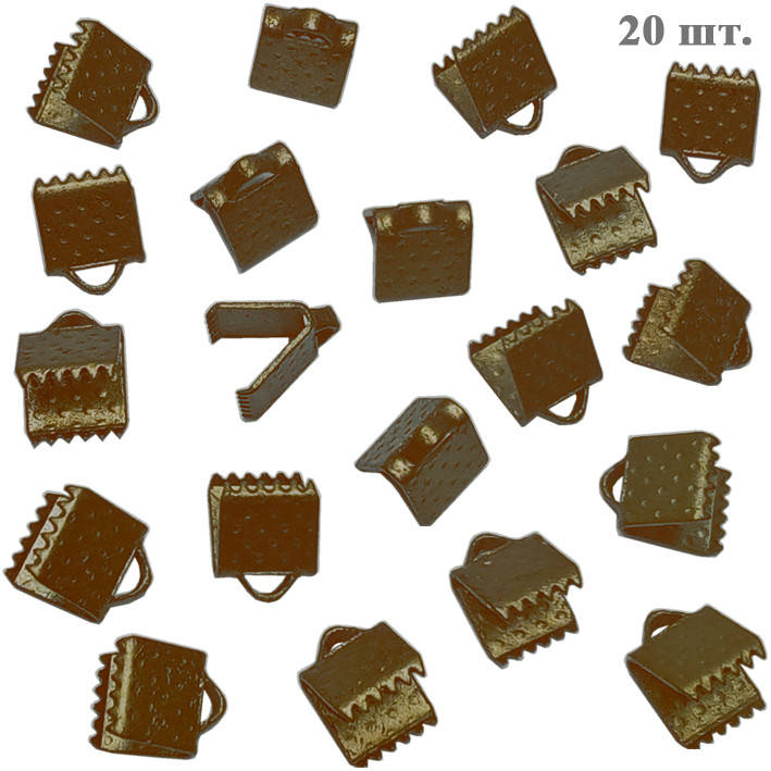 

Набор 20 шт 8 мм Концевики Зажимы для Ленты Ремешка Шнура, Цвет Бронза, Фурнитура на Бижутерию