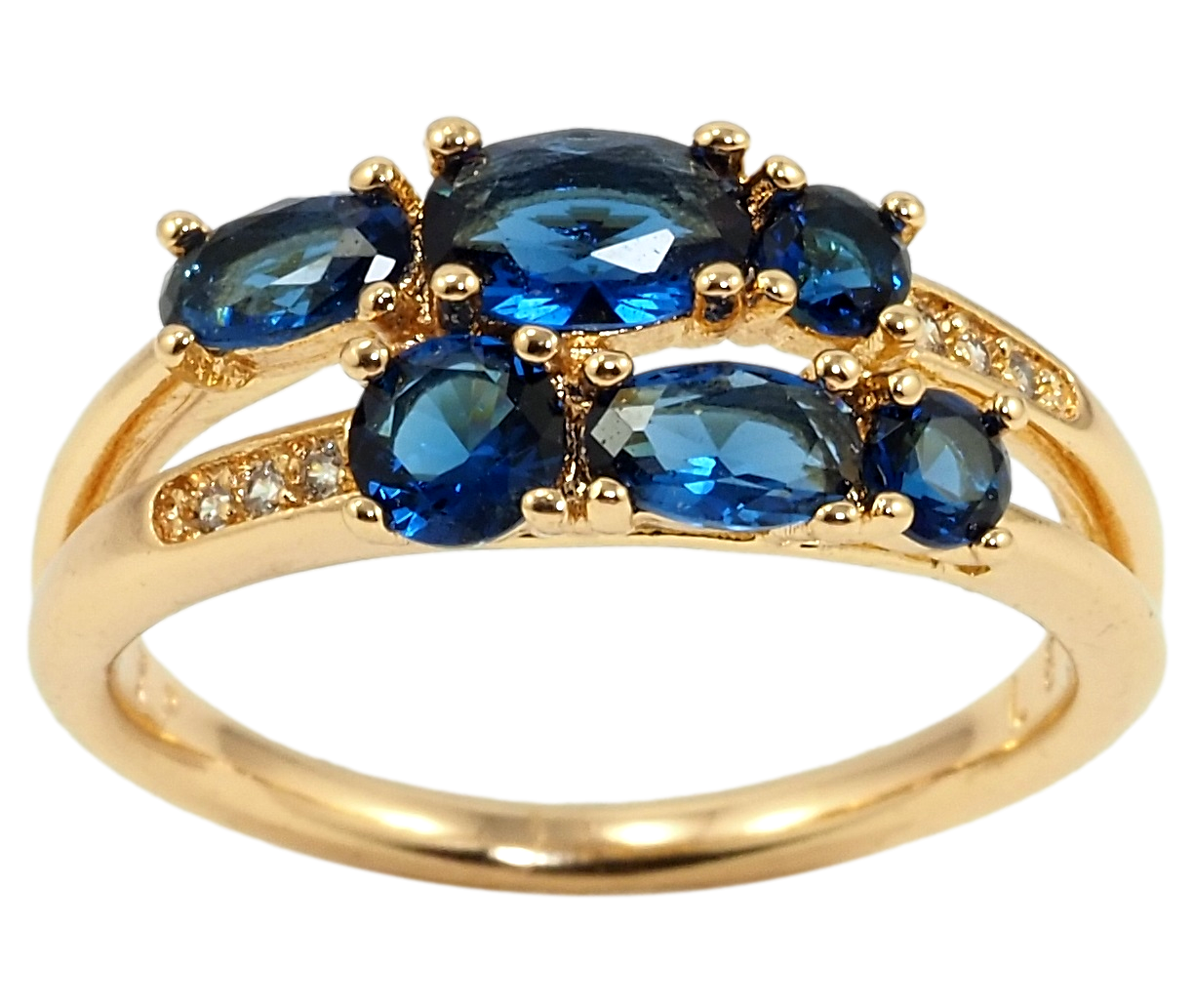 

Кольцо Xuping Позолота 18K "Инкрустация синими фианитами" р.17.5