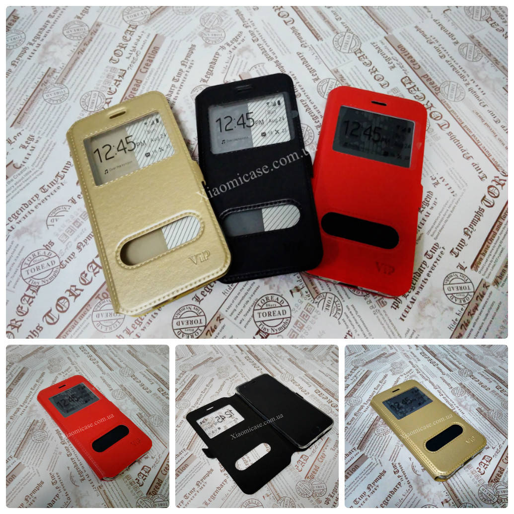 

Кожаный чехол книжка VIP для Xiaomi (Ксиоми) Mi 6 (золото красный), Разные цвета