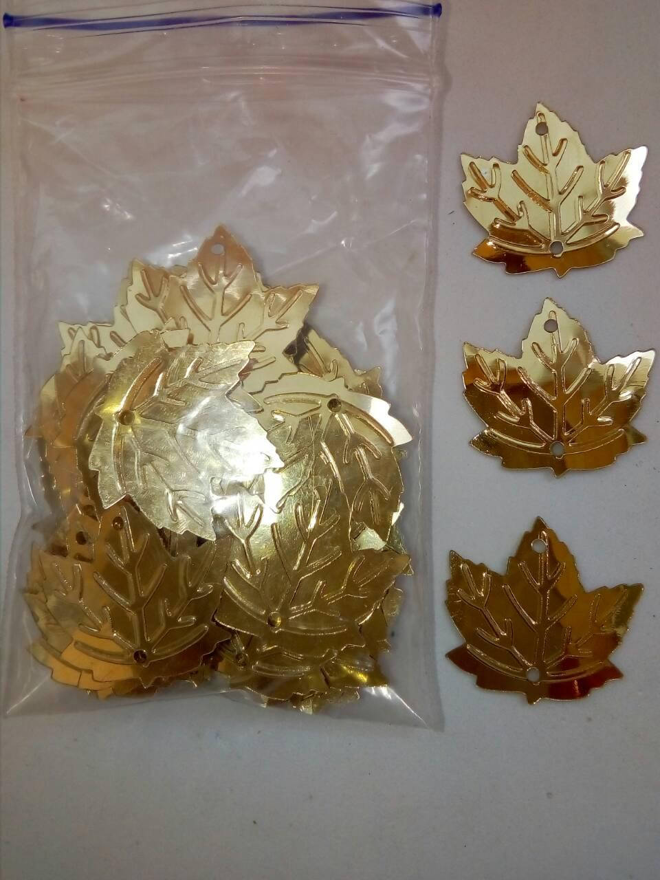 

Пайетки ЛИСТИК КЛЁН фольга 6г золото