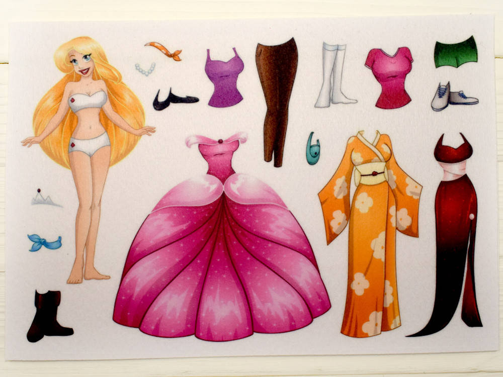 

Фетр с принтом Кукла с одеждой: Красотка Эми (Корейский жесткий 1,2 мм)